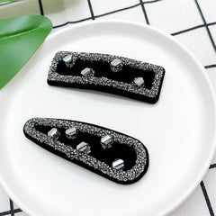 Rhinestone Solid Hair Clip Hair Accessories For Women 2pcs