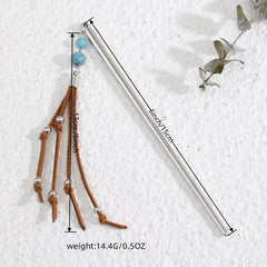 Retro Style Hair Stick With Turquoise Bead Tassel Boho Style Hair Pin