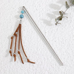 Retro Style Hair Stick With Turquoise Bead Tassel Boho Style Hair Pin