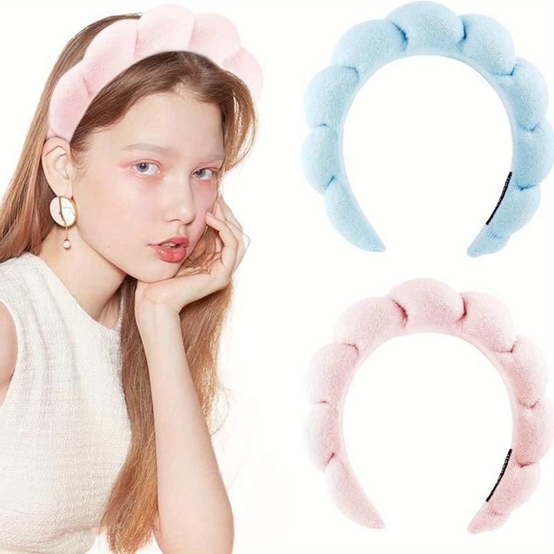 2pcs Spa Headband For Women Towel Cloth Headband Sponge Spa Headband