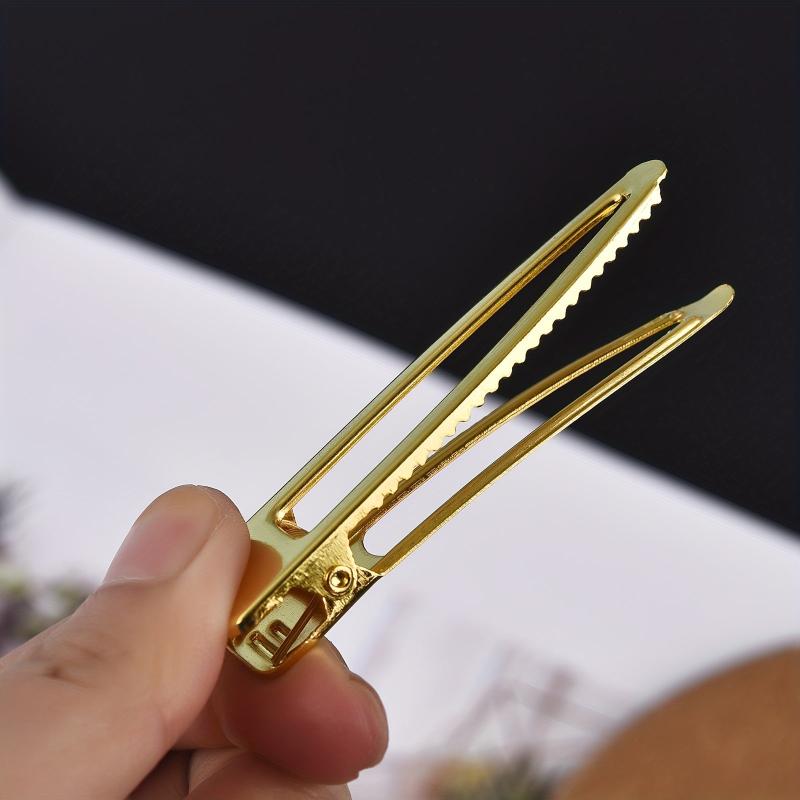 10pcs Golden Hair Clip Hollow Alloy Duck Billed Clip for Women Girls Hair