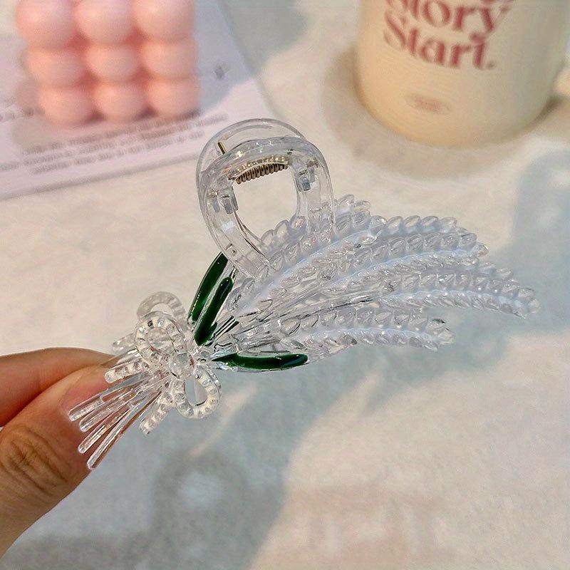 Colorful Wheat Ears Hair Claw Nonslip Shark Claw for Ponytail Bun Holder Women