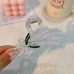 Colorful Wheat Ears Hair Claw Nonslip Shark Claw for Ponytail Bun Holder Women