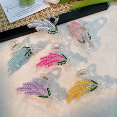 Colorful Wheat Ears Hair Claw Nonslip Shark Claw for Ponytail Bun Holder Women