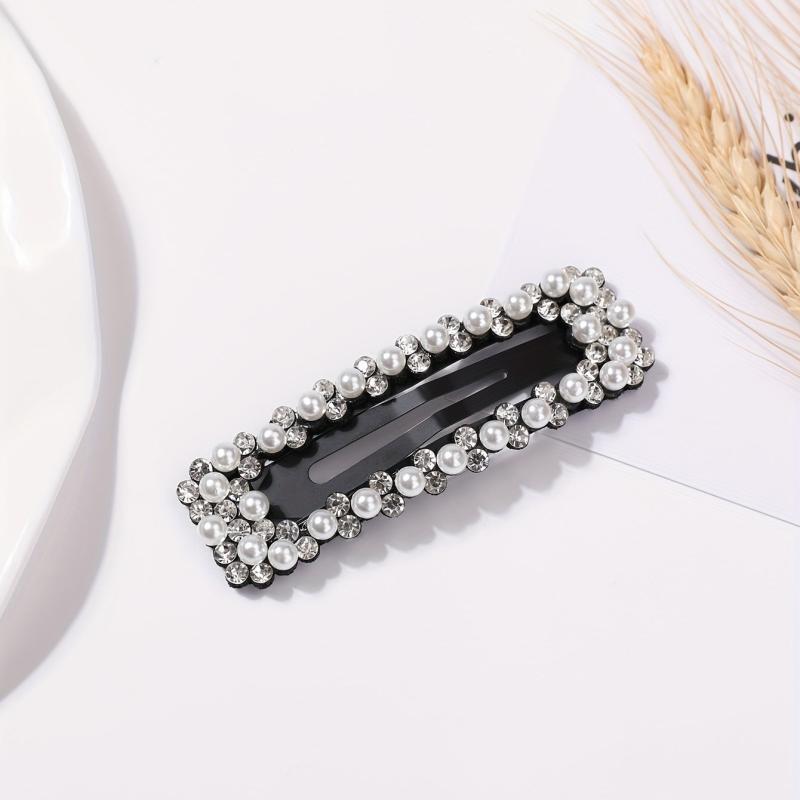 Alloy Hair Clip Faux Pearl Rhinestone Snap Clip Women Girls Hair Accessories