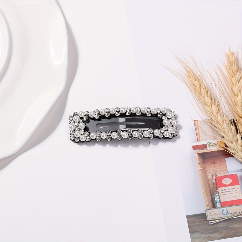Alloy Hair Clip Faux Pearl Rhinestone Snap Clip Women Girls Hair Accessories