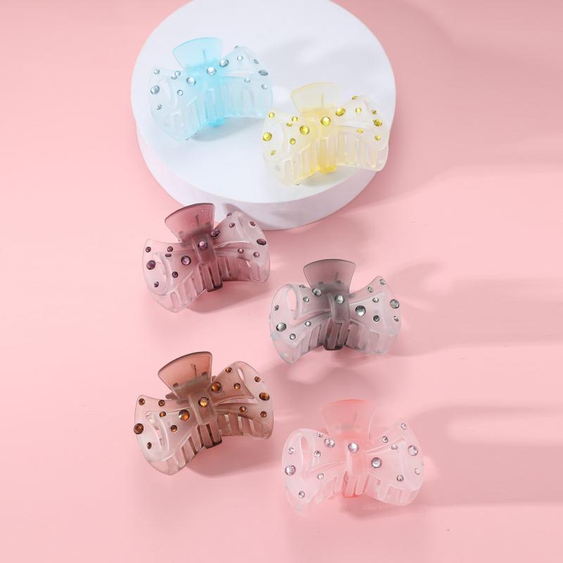 6pcs Rhinestone Bow Hair Claw Clip Non Slip Grip Hair Jewelry