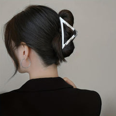 Silvery Triangle Hair Claw Clip Alloy Nonslip Shark Claw