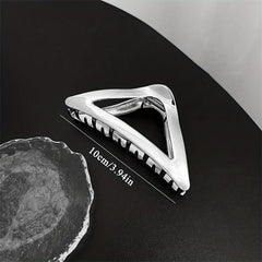 Silvery Triangle Hair Claw Clip Alloy Nonslip Shark Claw