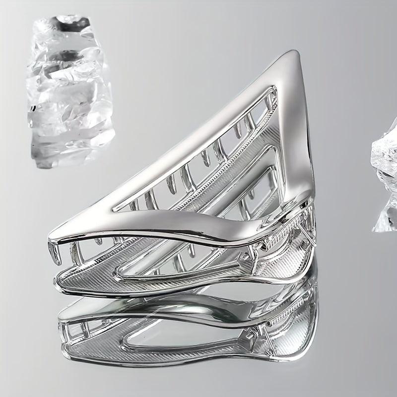 Silvery Triangle Hair Claw Clip Alloy Nonslip Shark Claw