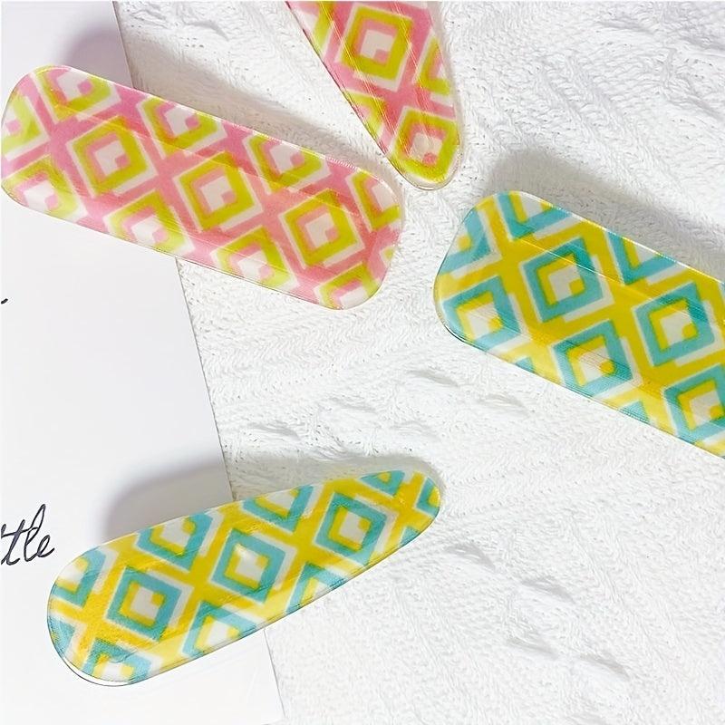 2pcs Checkered Pattern Hair Clip Duck Billed Clip