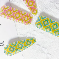 2pcs Checkered Pattern Hair Clip Duck Billed Clip
