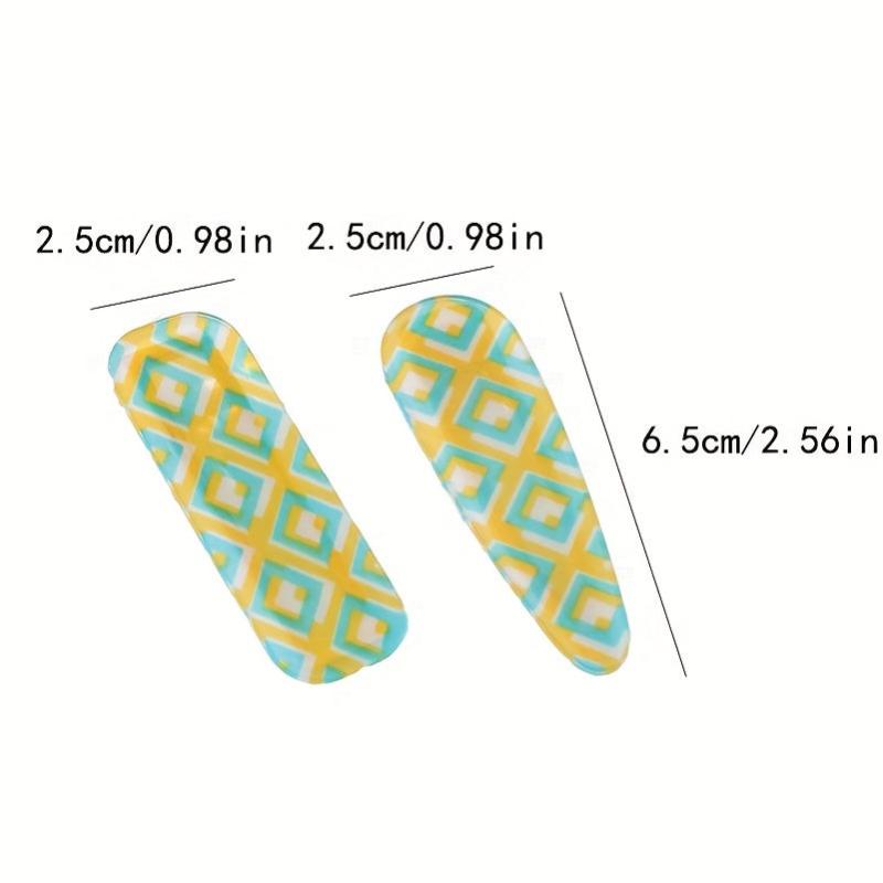 2pcs Checkered Pattern Hair Clip Duck Billed Clip