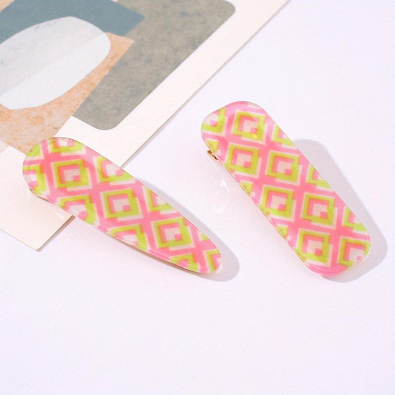 2pcs Checkered Pattern Hair Clip Duck Billed Clip