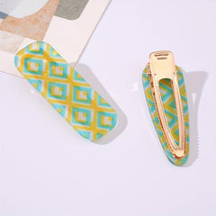 2pcs Checkered Pattern Hair Clip Duck Billed Clip