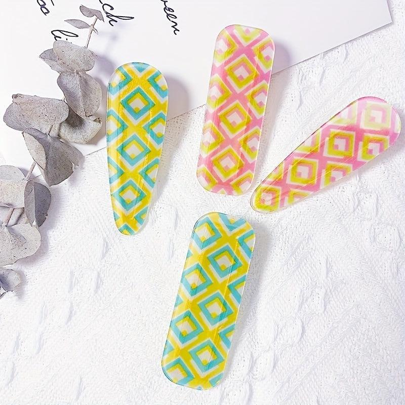 2pcs Checkered Pattern Hair Clip Duck Billed Clip
