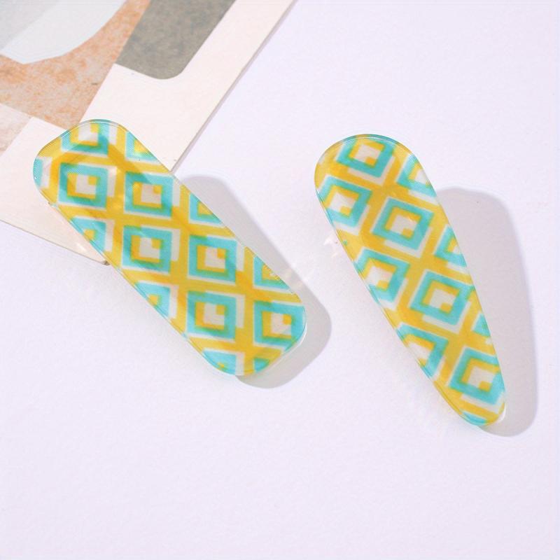 2pcs Checkered Pattern Hair Clip Duck Billed Clip