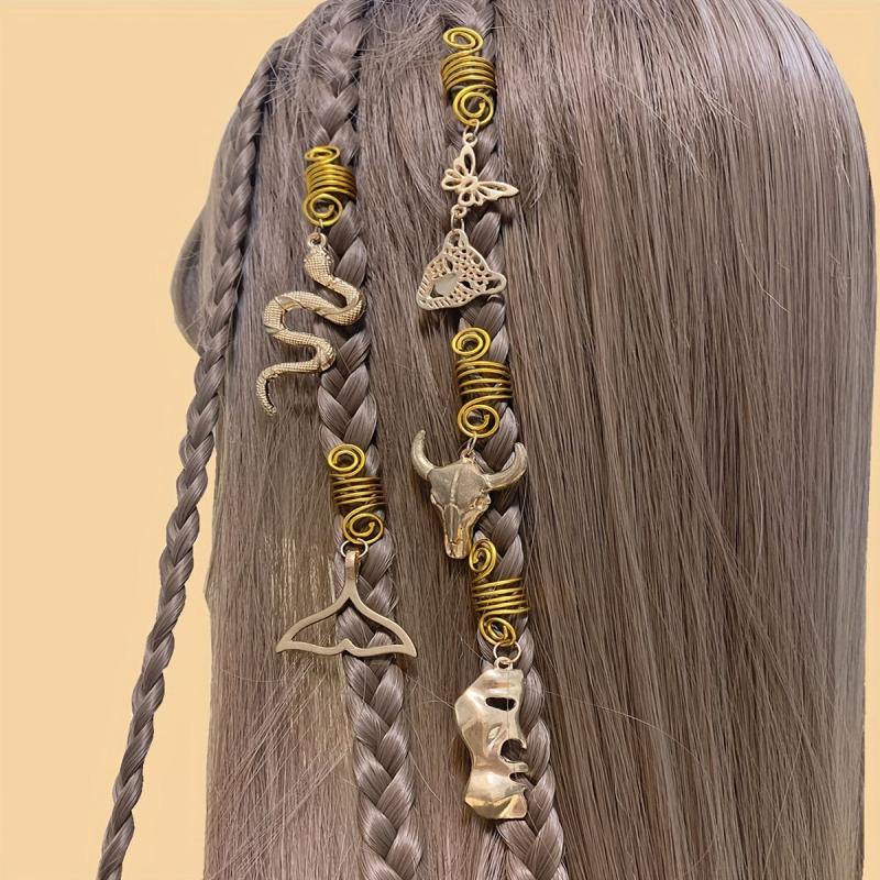 Metal Animal Tassel Hair Ring for Braids Women Girls Men
