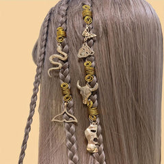 Metal Animal Tassel Hair Ring for Braids Women Girls Men