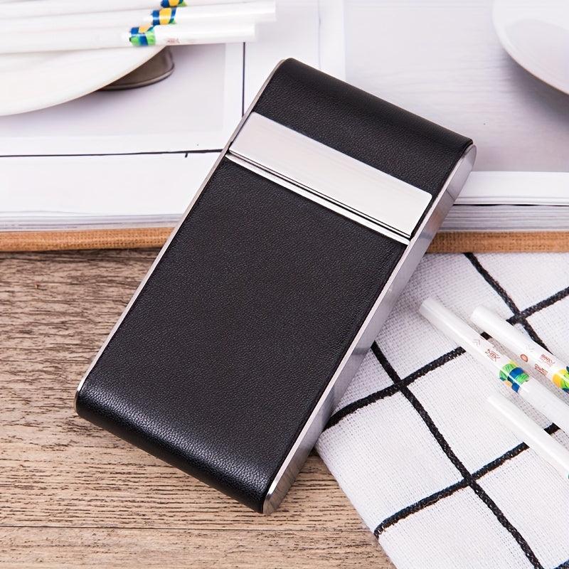 Women's Stainless Steel Cigarette Case with Leather Cover
