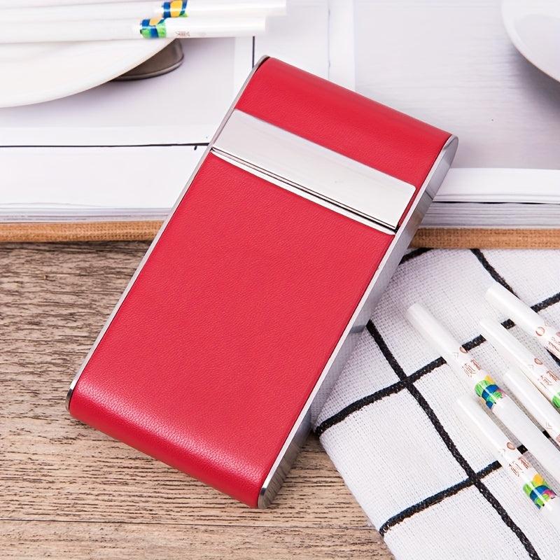Women's Stainless Steel Cigarette Case with Leather Cover