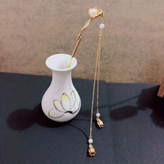 Ancient Style Butterfly Hairpin Faux Pearl Daily Golden Stick Chinese Style