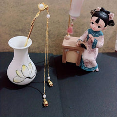Ancient Style Butterfly Hairpin Faux Pearl Daily Golden Stick Chinese Style