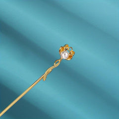 Ancient Style Butterfly Hairpin Faux Pearl Daily Golden Stick Chinese Style