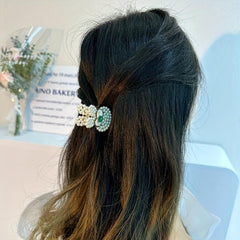 Rabbit Hair Claw Clip Bow Decor Faux Pearl Hair Clip for Women Girls