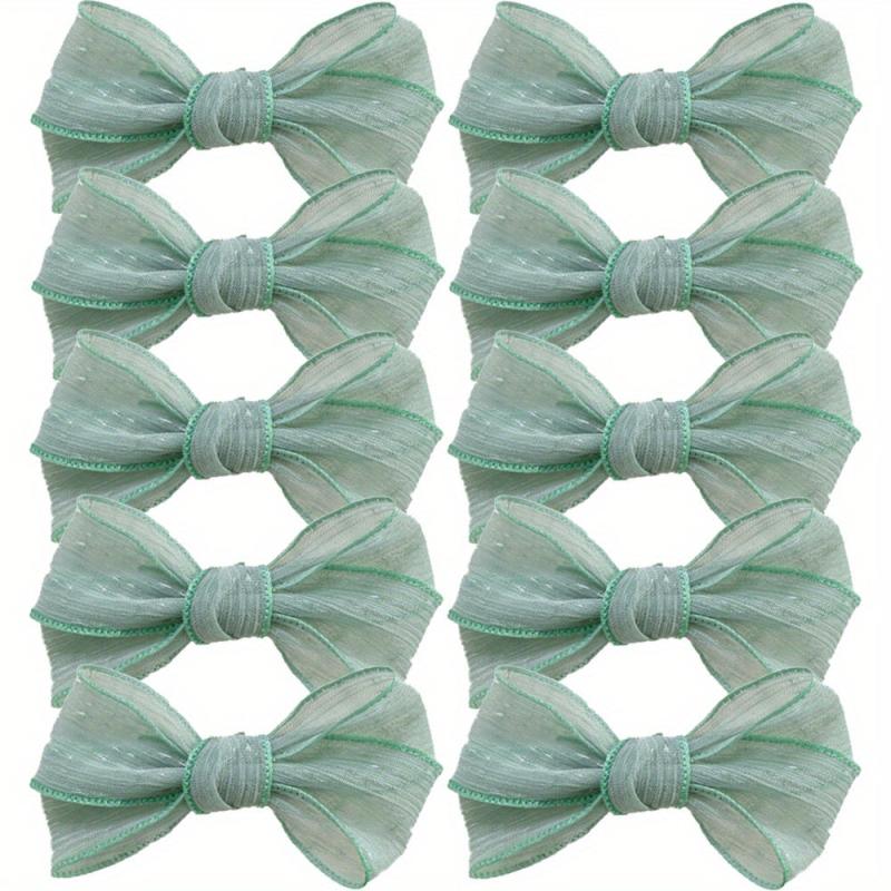 10 Pcs Mesh Bow Hair Clips For Women