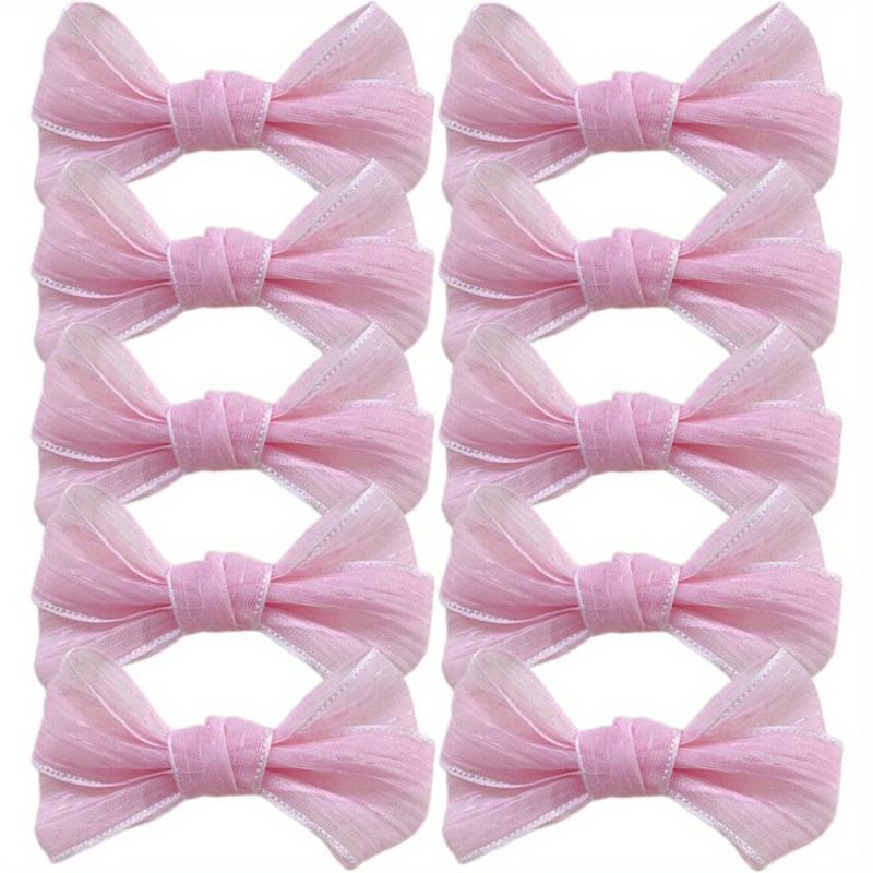 10 Pcs Mesh Bow Hair Clips For Women