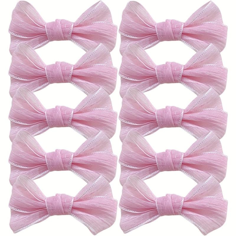 10 Pcs Mesh Bow Hair Clips For Women