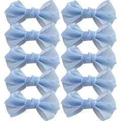 10 Pcs Mesh Bow Hair Clips For Women