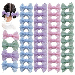 10 Pcs Mesh Bow Hair Clips For Women