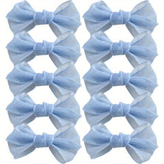 10 Pcs Mesh Bow Hair Clips For Women