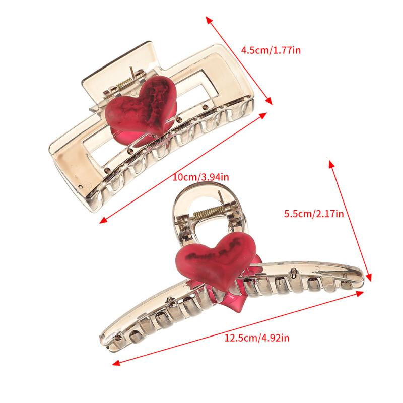 Heart Shape Decor Hair Claw Frosted Large Shark Claw Ponytail Holder