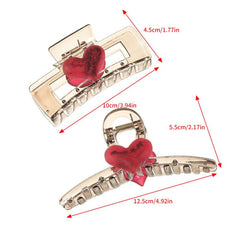 Heart Shape Decor Hair Claw Frosted Large Shark Claw Ponytail Holder