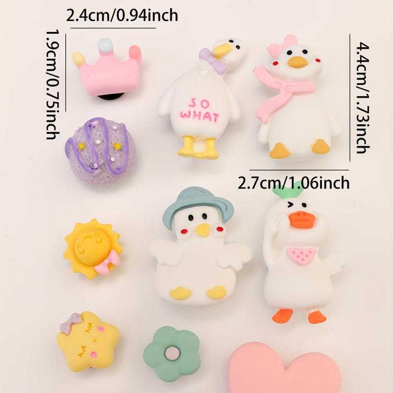 Resin Duck Crown Flower Shoe Charms Pack