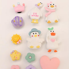 Resin Duck Crown Flower Shoe Charms Pack