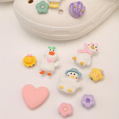 Resin Duck Crown Flower Shoe Charms Pack
