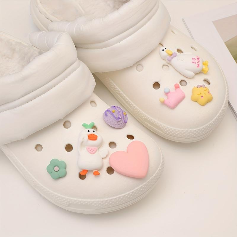 Resin Duck Crown Flower Shoe Charms Pack