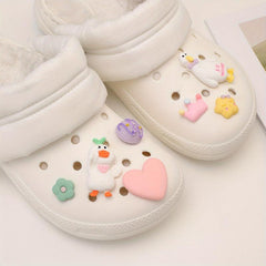 Resin Duck Crown Flower Shoe Charms Pack