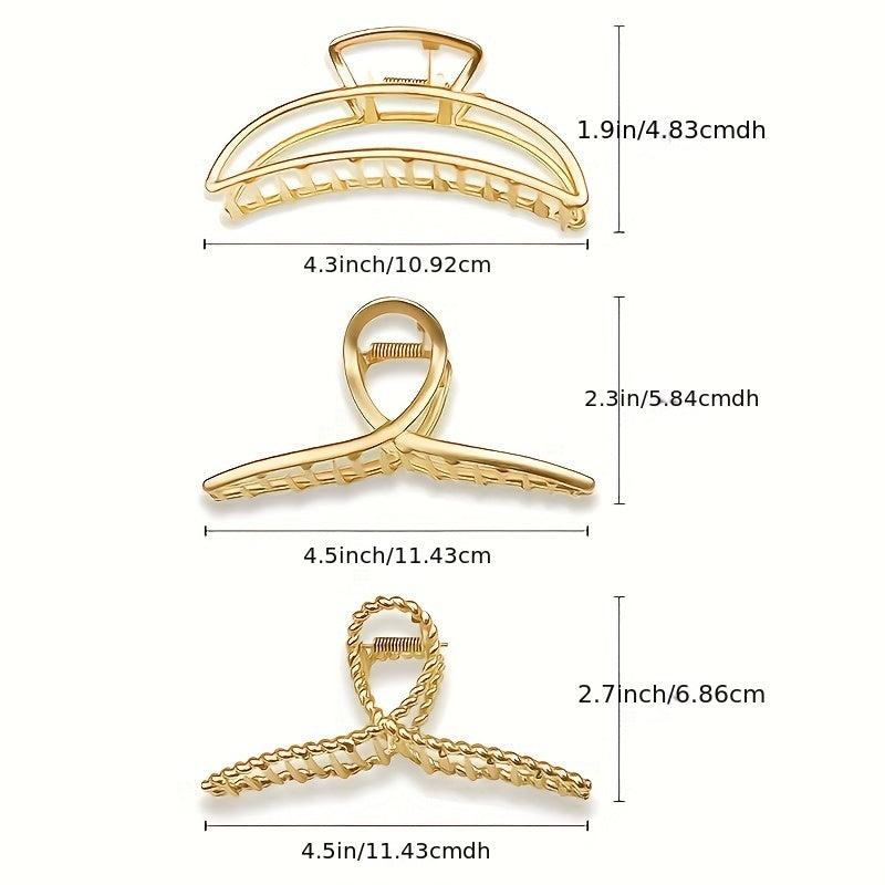 3pcs Golden Hair Claw Ponytail Holder Hair Accessories