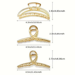 3pcs Golden Hair Claw Ponytail Holder Hair Accessories