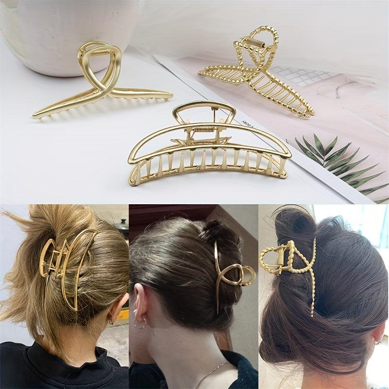 3pcs Golden Hair Claw Ponytail Holder Hair Accessories