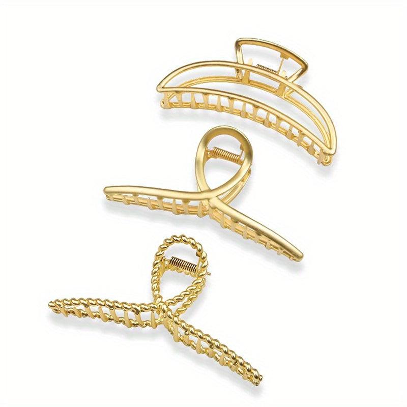 3pcs Golden Hair Claw Ponytail Holder Hair Accessories
