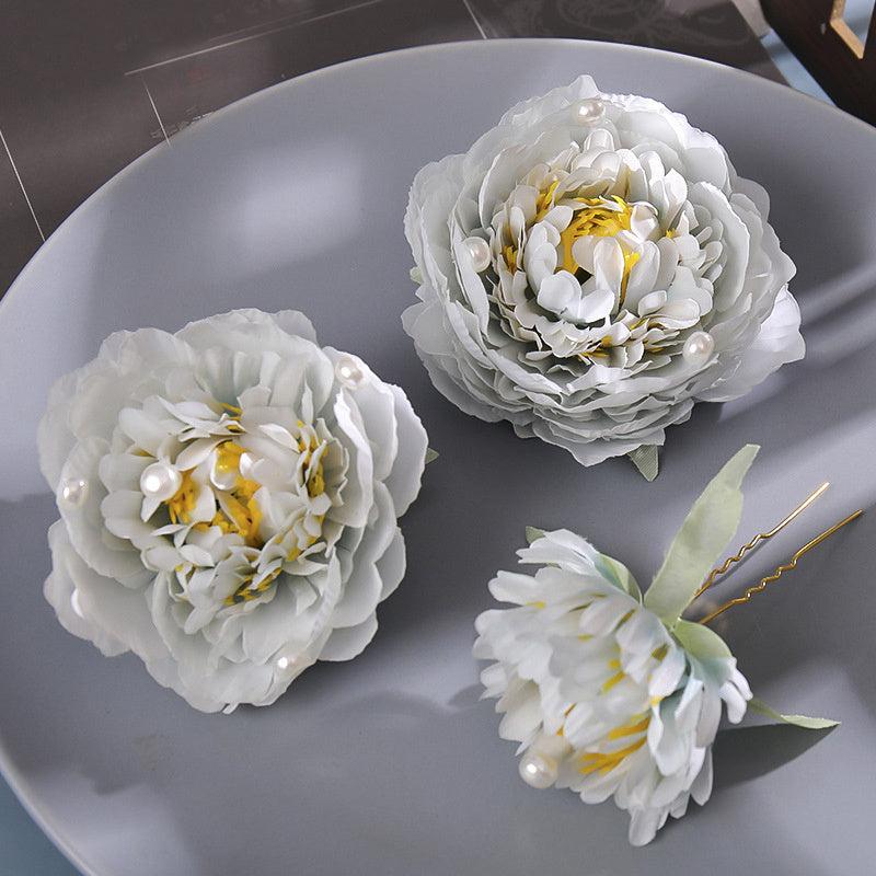 Faux Pearl & Flower Hair Pin U-Shaped Hair Bun Holder Bridal Wedding Accessory