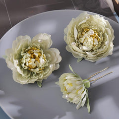 Faux Pearl & Flower Hair Pin U-Shaped Hair Bun Holder Bridal Wedding Accessory