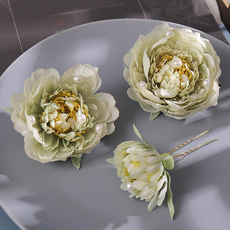 Faux Pearl & Flower Hair Pin U-Shaped Hair Bun Holder Bridal Wedding Accessory