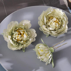 Faux Pearl & Flower Hair Pin U-Shaped Hair Bun Holder Bridal Wedding Accessory